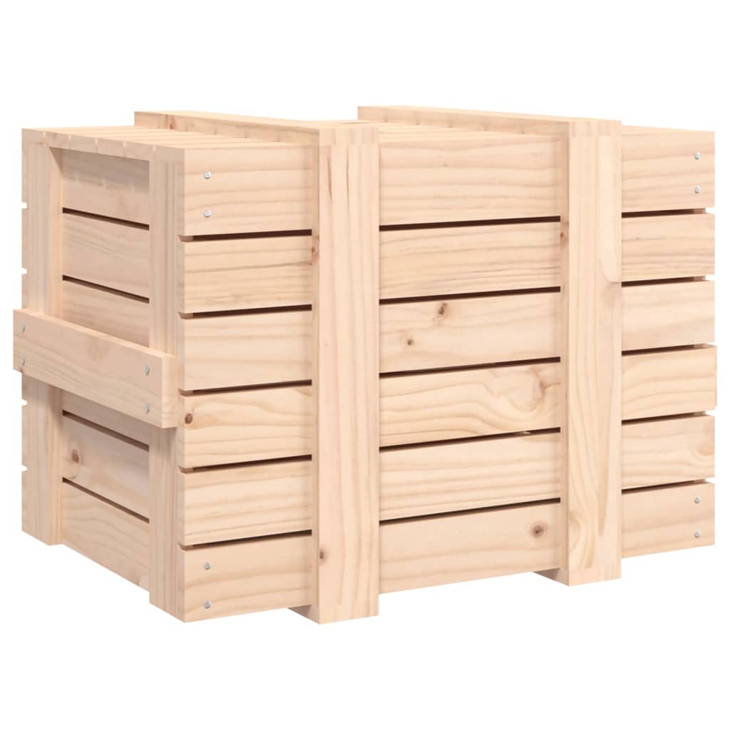 Contenitore Portaoggetti 58x40,5x42 cm Legno Massello di Pino 824993