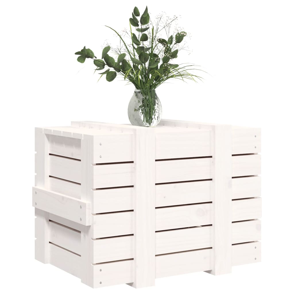 Contenitore Portaoggetti Bianco 58x40,5x42 cm Massello di Pino 824994