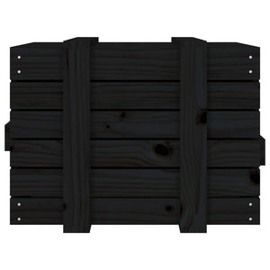 Contenitore Portaoggetti Nero 58x40,5x42 cm Legno Massello Pino 824997