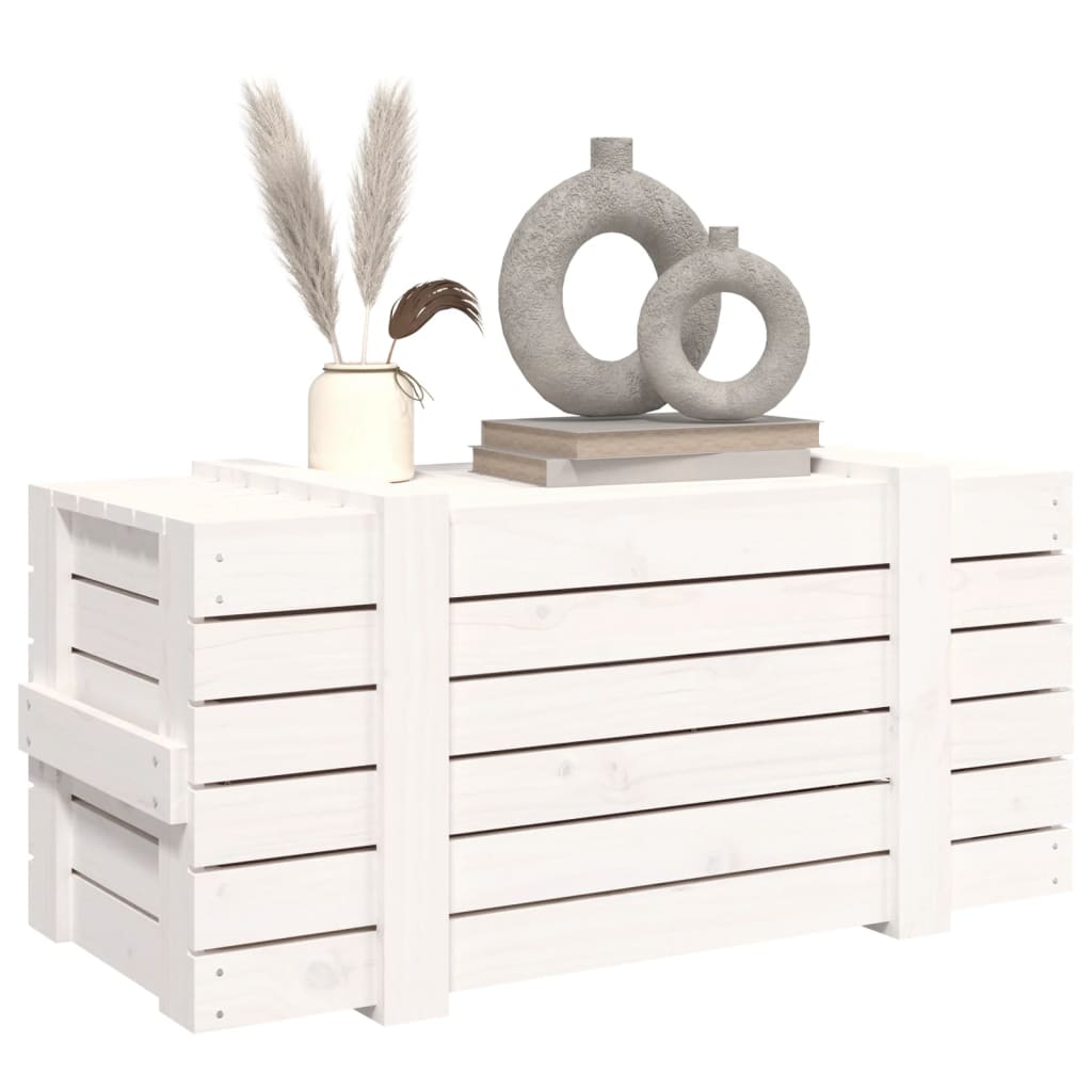 Contenitore Portaoggetti Bianco 91x40,5x42 cm Massello di Pino 824999