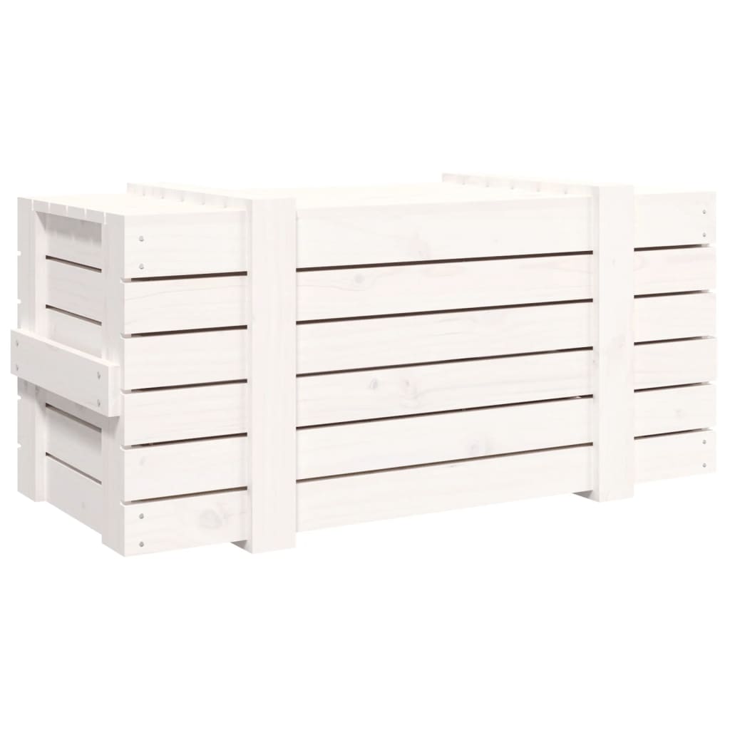Contenitore Portaoggetti Bianco 91x40,5x42 cm Massello di Pino 824999