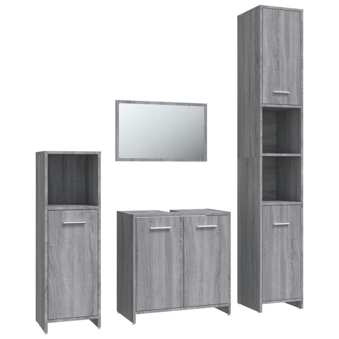 Set Mobili da Bagno 4 pz Grigio Sonoma in Legno Multistrato cod mxl 16355