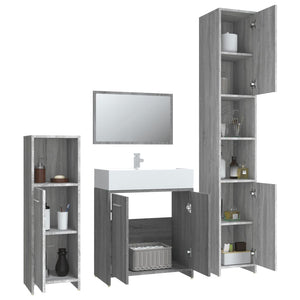 Set Mobili da Bagno 4 pz Grigio Sonoma in Legno Multistrato cod mxl 16355