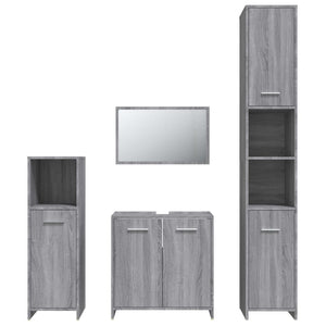 Set Mobili da Bagno 4 pz Grigio Sonoma in Legno Multistrato 3154404