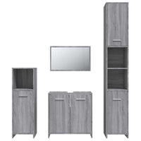Set Mobili da Bagno 4 pz Grigio Sonoma in Legno Multistrato cod mxl 16355