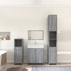 Set Mobili da Bagno 4 pz Grigio Sonoma in Legno Multistrato 3154404