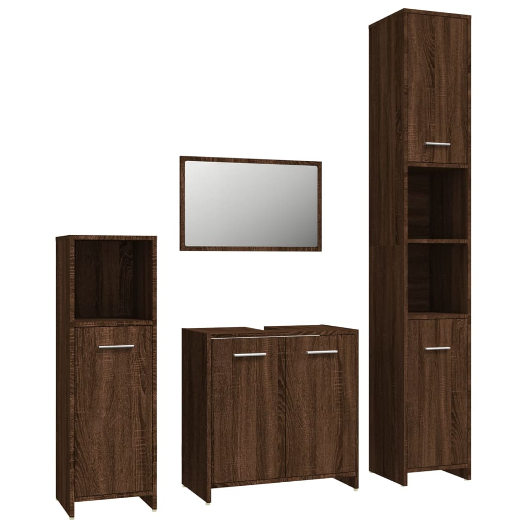 Set Mobili da Bagno 4 pz Rovere Marrone in Legno Multistrato 3154405