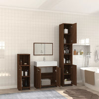 Set Mobili da Bagno 4 pz Rovere Marrone in Legno Multistrato 3154405