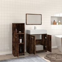 Set Mobili da Bagno 3 pz Rovere Fumo in Legno Multistrato 3154406
