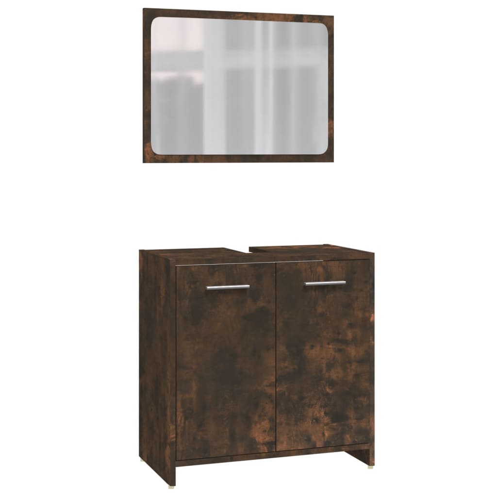 Set Mobili da Bagno 3 pz Rovere Fumo in Legno Multistrato 3154406