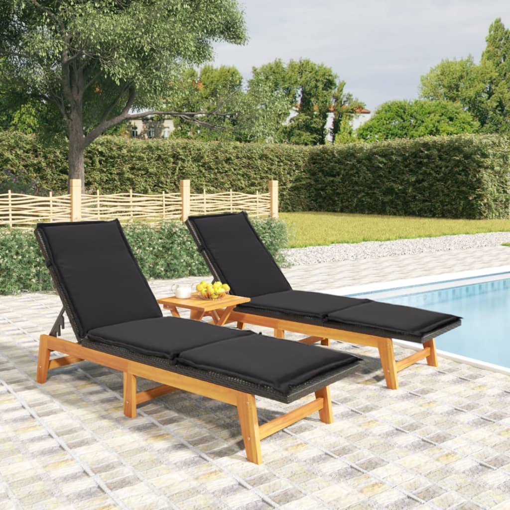 Set Mobili da Giardino 3 pz Polyrattan e Legno Massello Acacia 3154401