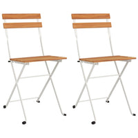 Sedie Pieghevoli da Bistrò 2 pz Legno Massello Acacia e Acciaio