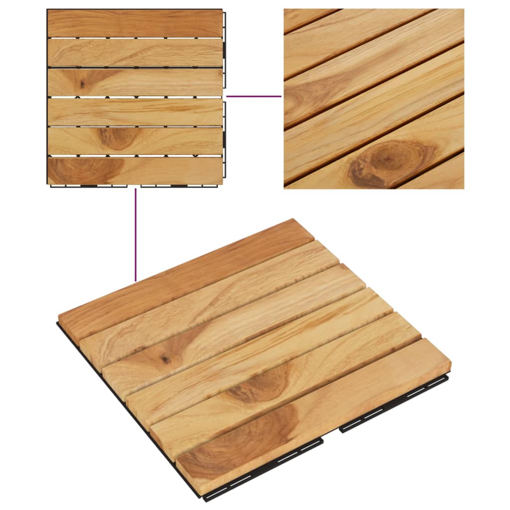 Piastrelle Esterni 10pz 30x30 cm Massello Teak Motivo Verticale 319981