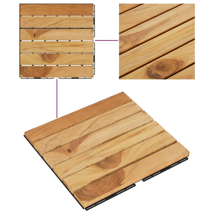 Piastrelle Esterni 10pz 30x30 cm Massello Teak Motivo Verticale 319981