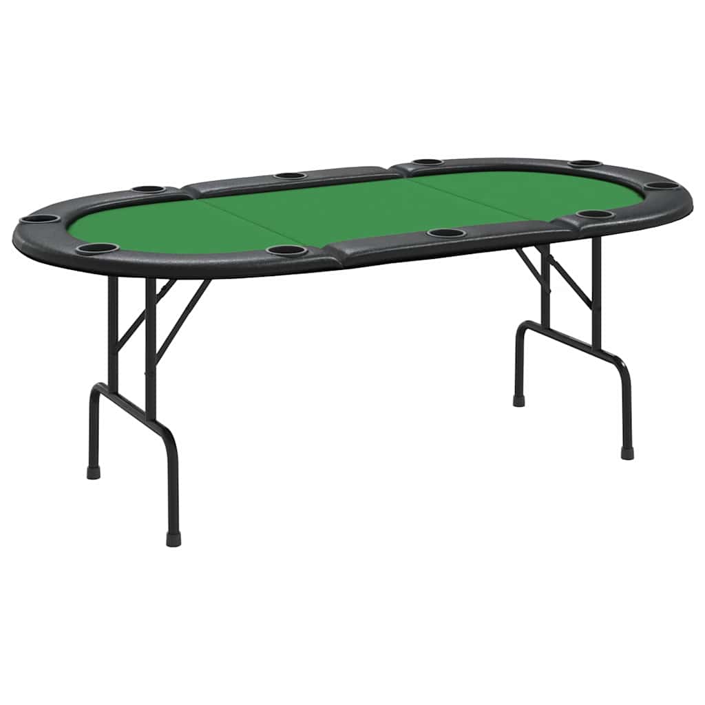 Tavolo da Poker Pieghevole 10 Giocatori Verde 207x106x76 cm 80402