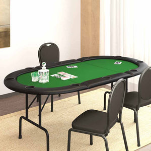 Tavolo da Poker Pieghevole 10 Giocatori Verde 207x106x76 cm 80402