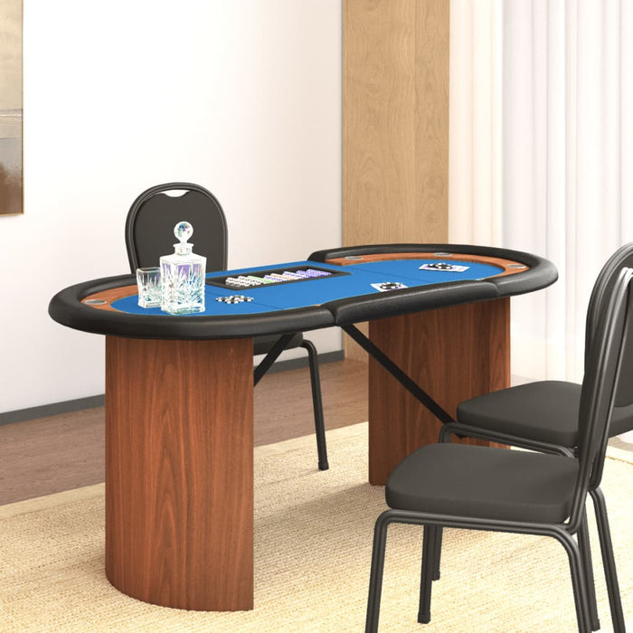 Tavolo da Poker con Vassoio Chip 10 Giocatori Blu 160x80x75 cm cod mxl 65392