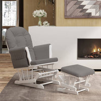 Poltrona Glider con Sgabello Grigio Scuro in Tessuto