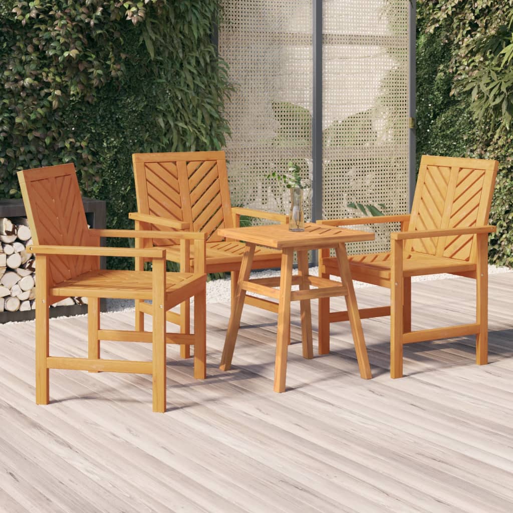 Sedie da Pranzo da Giardino 3pz Legno Massello di Acacia 362228