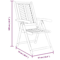 Sedie da Giardino Reclinabili 3 pz in Legno Massello di Acacia 362232