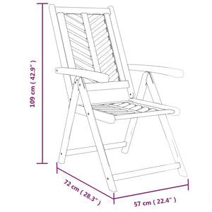 Sedie da Giardino Reclinabili 3 pz in Legno Massello di Acacia 362232