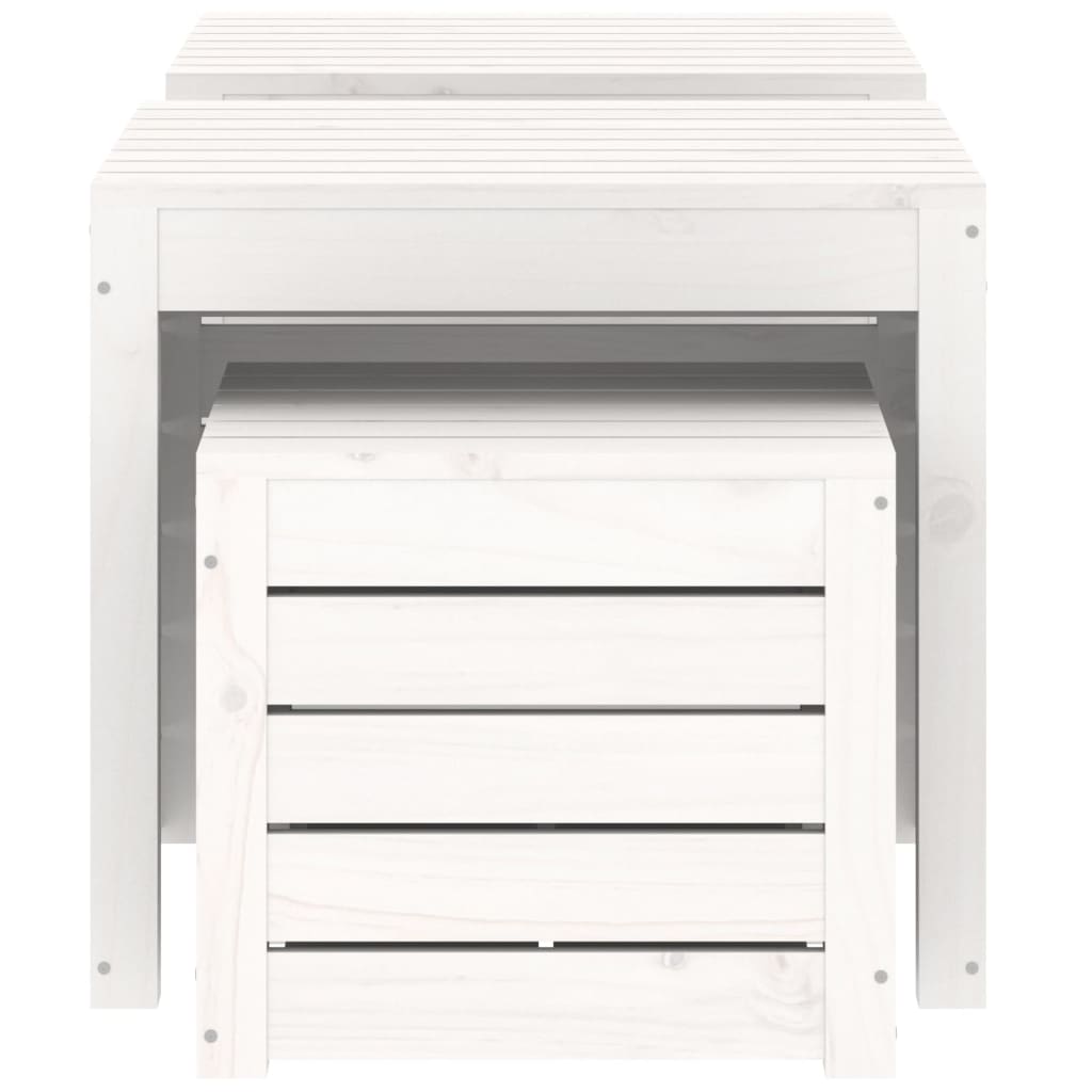 Set Cassette da Giardino 3 pz Bianco in Legno Massello di Pino 823956