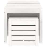 Set Cassette da Giardino 3 pz Bianco in Legno Massello di Pino 823956