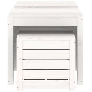 Set Cassette da Giardino 3 pz Bianco in Legno Massello di Pino 823956