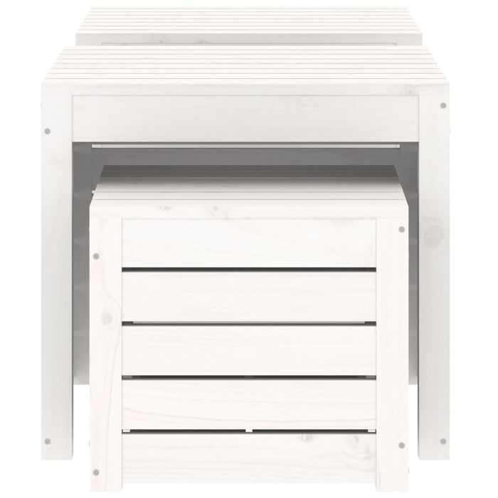 Set Cassette da Giardino 3 pz Bianco in Legno Massello di Pino 823956