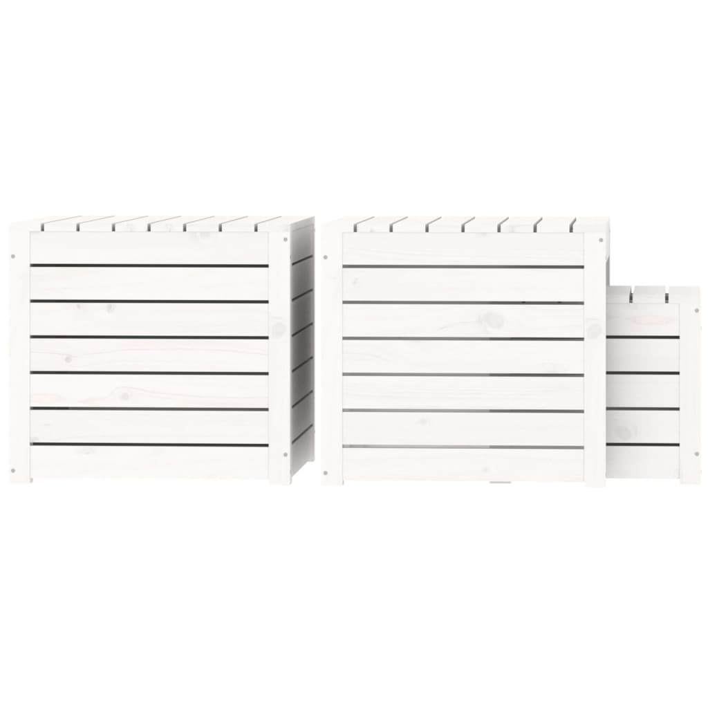 Set Cassette da Giardino 3 pz Bianco in Legno Massello di Pino 823956