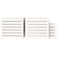 Set Cassette da Giardino 3 pz Bianco in Legno Massello di Pino 823956