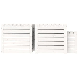 Set Cassette da Giardino 3 pz Bianco in Legno Massello di Pino 823956