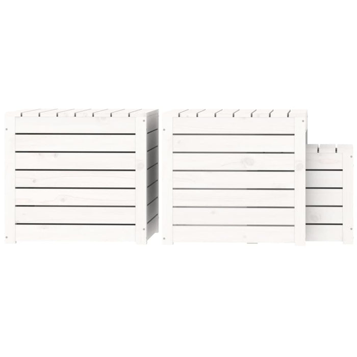 Set Cassette da Giardino 3 pz Bianco in Legno Massello di Pino 823956