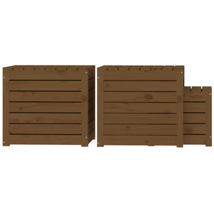 Set Cassette da Giardino 3 pz Ambra in Legno Massello di Pino 823958