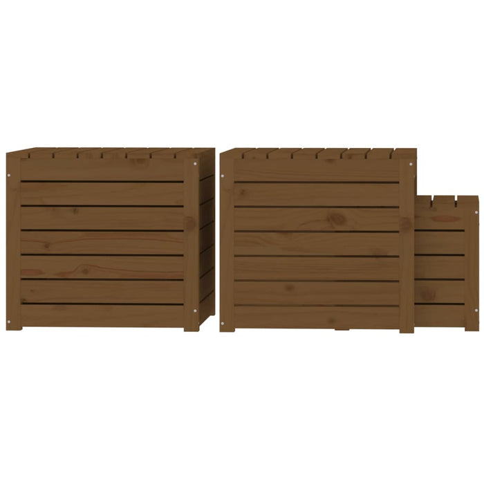 Set Cassette da Giardino 3 pz Ambra in Legno Massello di Pino 823958