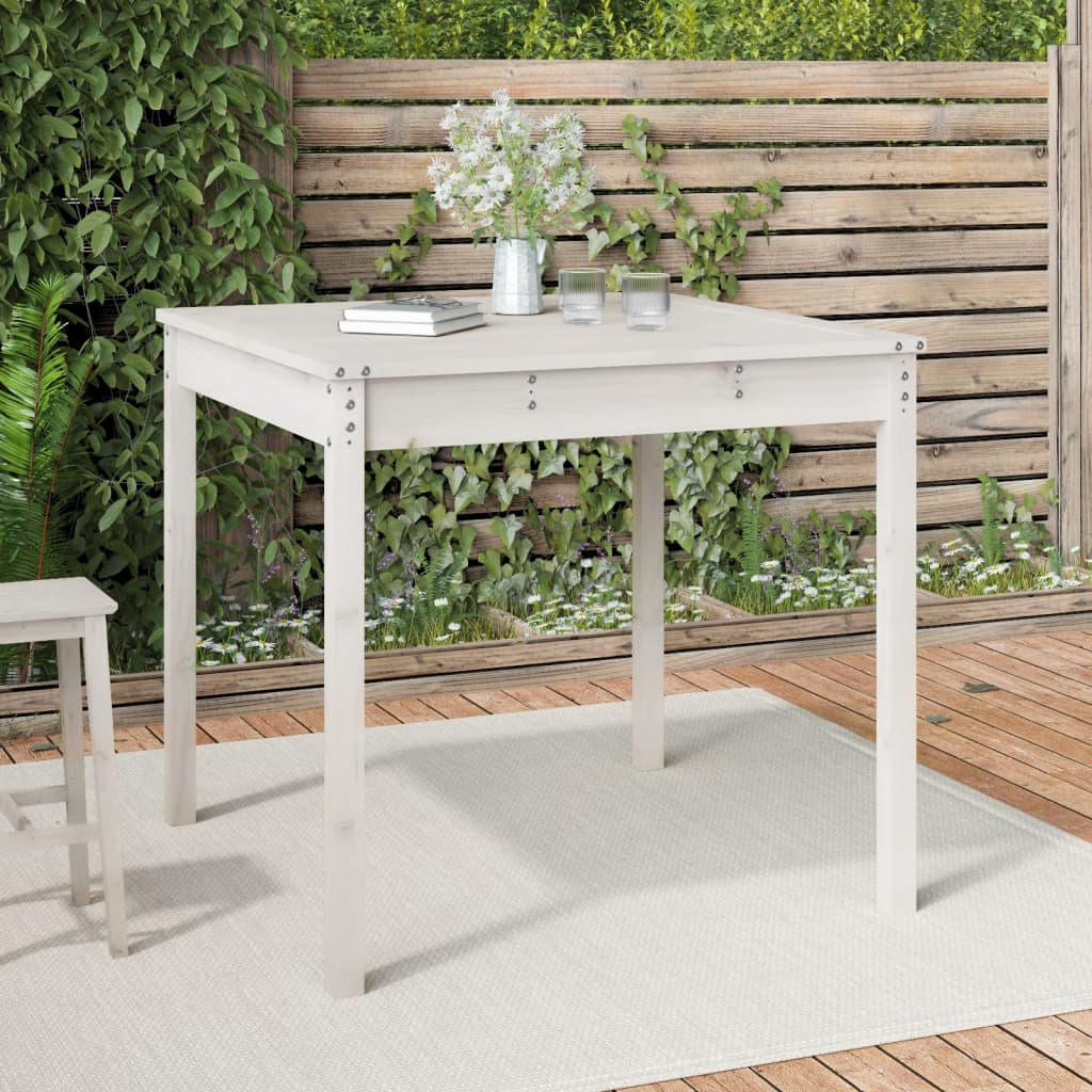 Tavolo da Giardino Bianco 82,5x82,5x76cm Legno Massello di Pino 823963