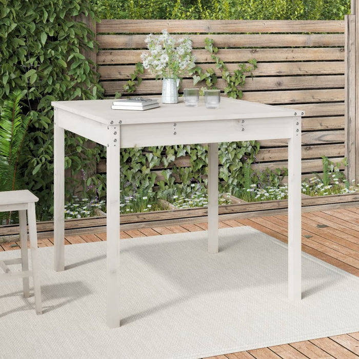 Tavolo da Giardino Bianco 82,5x82,5x76cm Legno Massello di Pino 823963