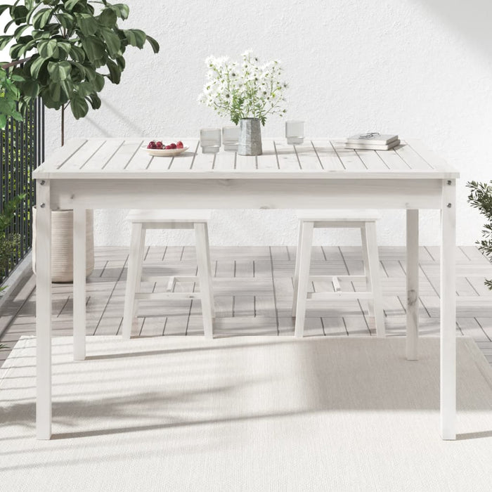 Tavolo da Giardino Bianco 121x82,5x76 cm Legno Massello di Pinocod mxl 129870