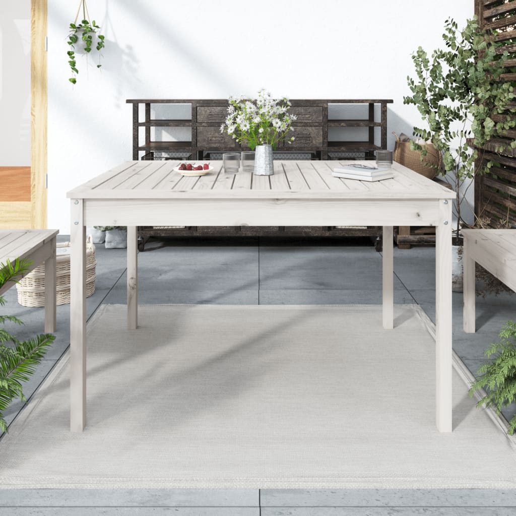 Tavolo da Giardino Bianco 121x82,5x76 cm Legno Massello di Pino 823970