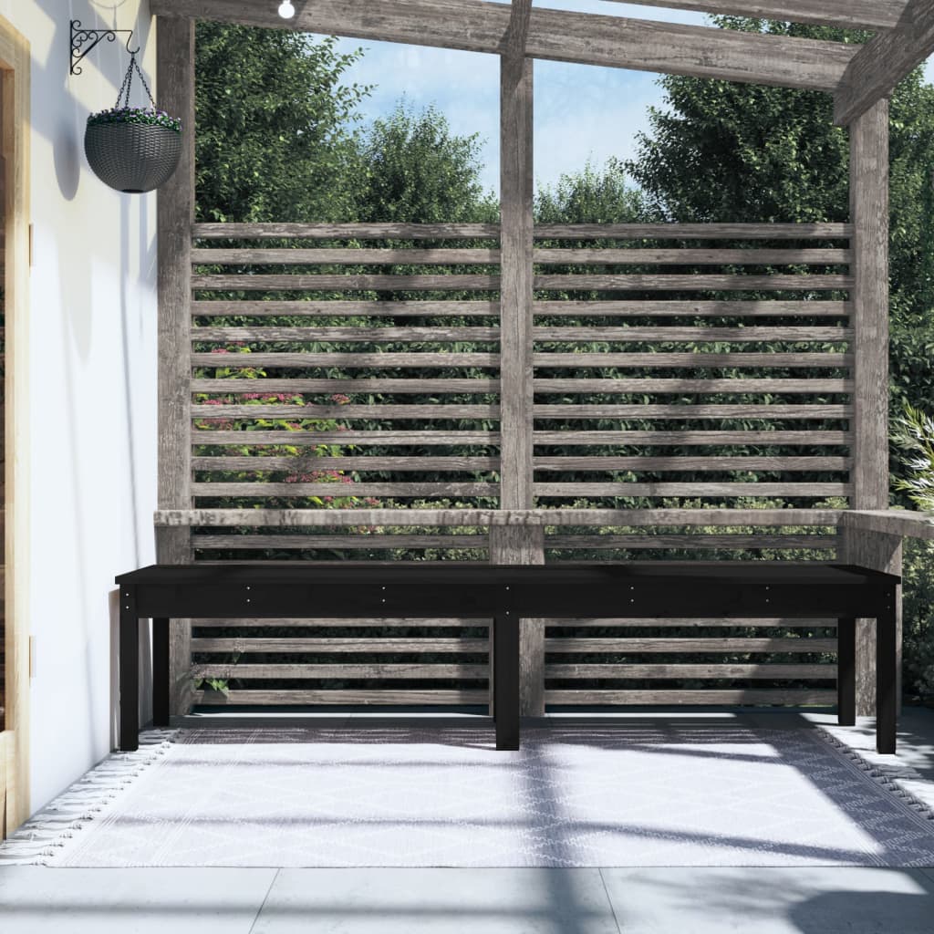 Panca Giardino 2 Posti Nera 203,5x44x45cm Legno Massello Pinocod mxl 109588