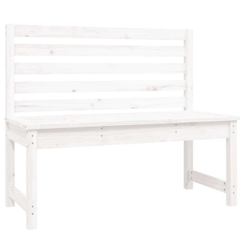 Panca da Giardino Bianca 109 cm in Legno Massello di Pino 824033