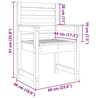 Sedie da Giardino 2pz 60x48x91 cm Legno Massello di Pino 824053