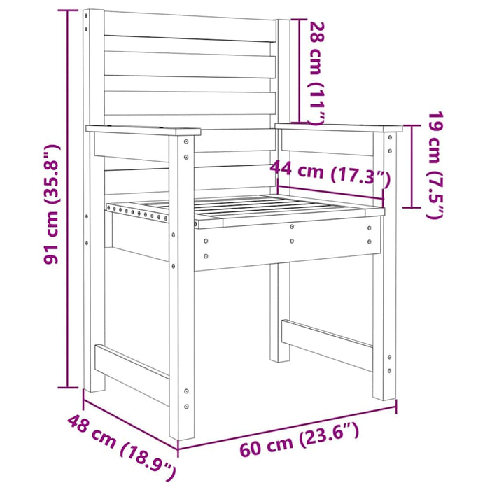 Sedie da Giardino 2pz 60x48x91 cm Legno Massello di Pino 824053