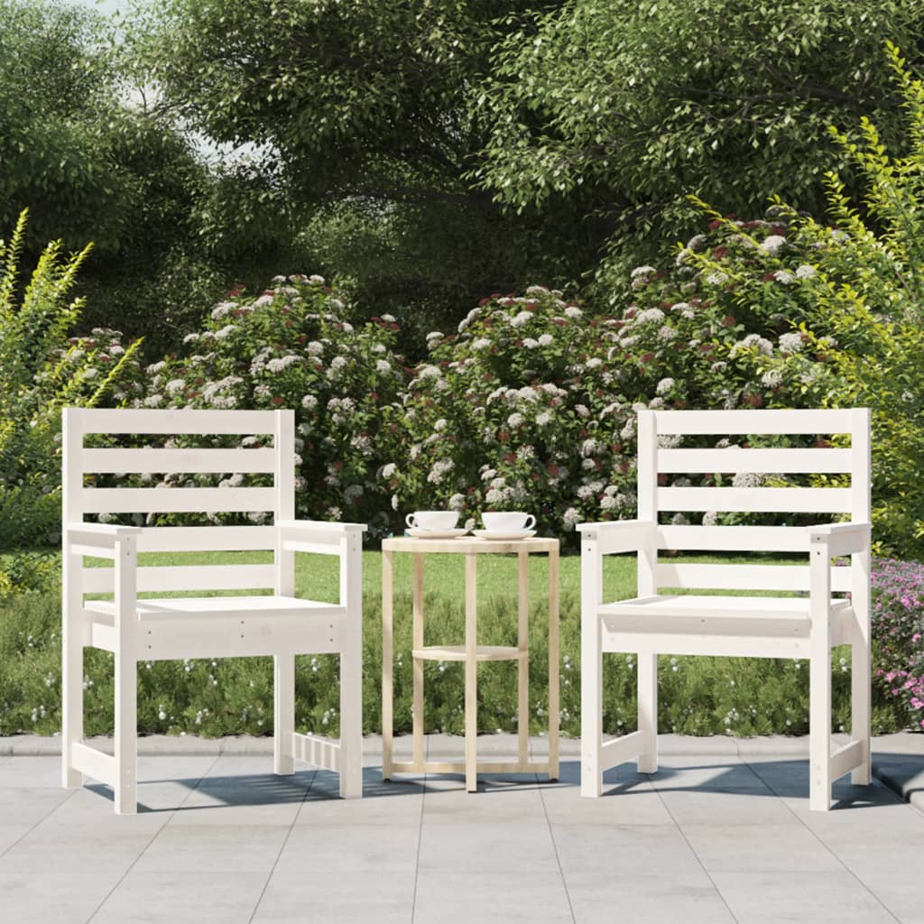 Sedie da Giardino 2pz Bianche 60x48x91cm Legno Massello di Pinocod mxl 70779
