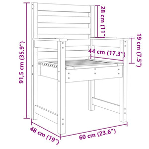 Sedie da Giardino 2pz Grigie 60x48x91 in Legno Massello Pino 824055