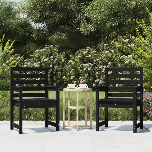 Sedie da Giardino 2pz Nere 60x48x91 cm Legno Massello di Pino 824057