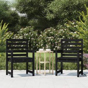Sedie da Giardino 2pz Nere 60x48x91 cm Legno Massello di Pino 824057