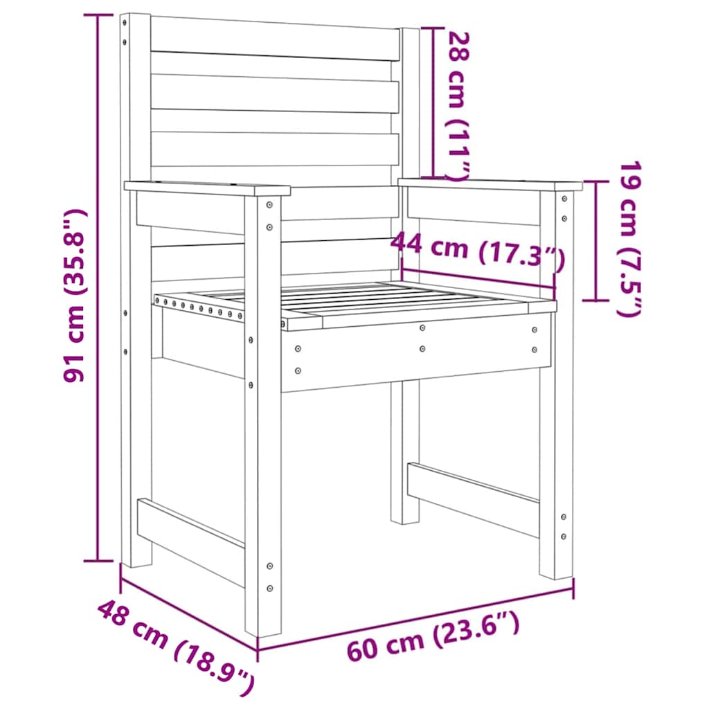 Sedie da Giardino 2pz 60x48x91 cm Legno Massello di Douglas 824058