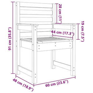 Sedie da Giardino 2pz 60x48x91 cm Legno Massello di Douglas 824058