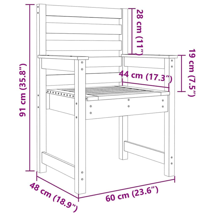 Sedie da Giardino 2pz 60x48x91 cm Legno Massello di Douglas 824058